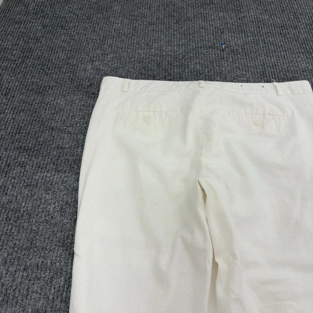 Banana Republic Avery Pants Women 14 White Linen Cotton Blend Trousers Casual